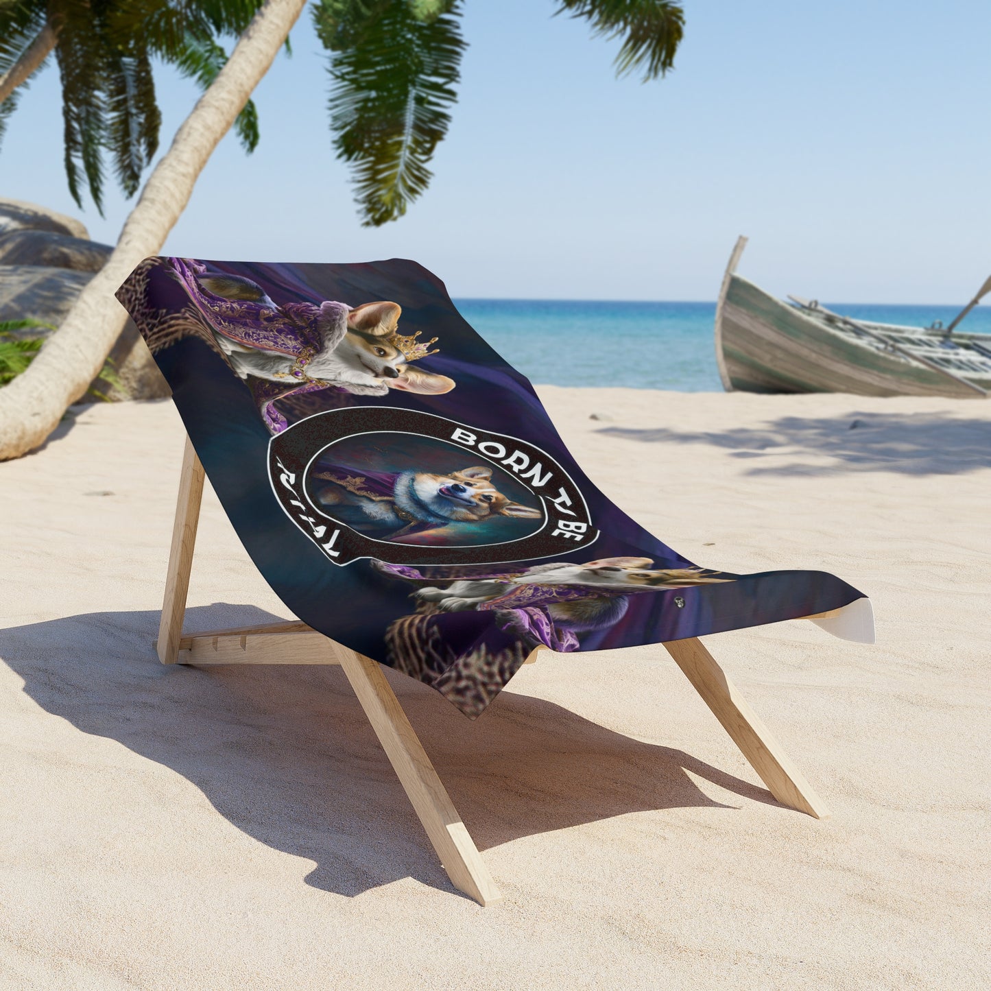 Serviette de plage "Né pour être royal"