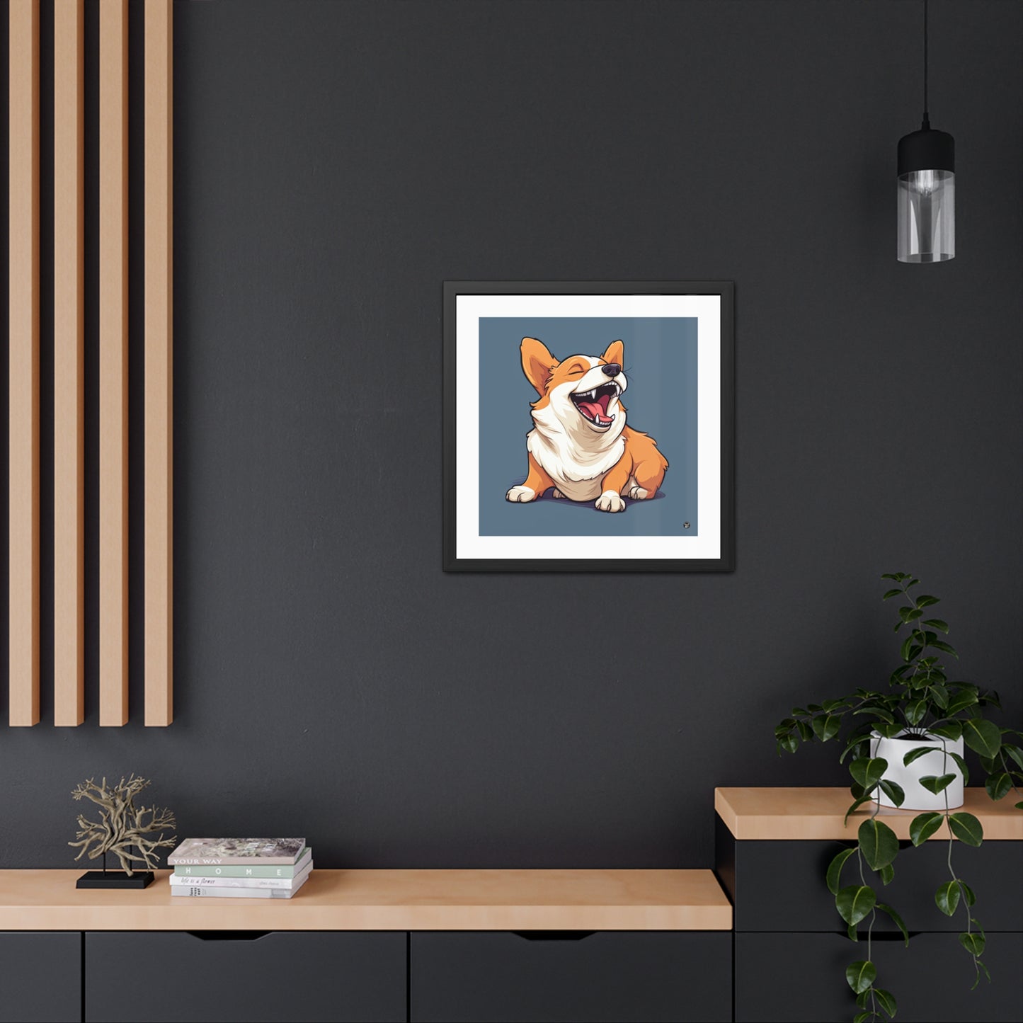 Impression encadrée : Corgi comique