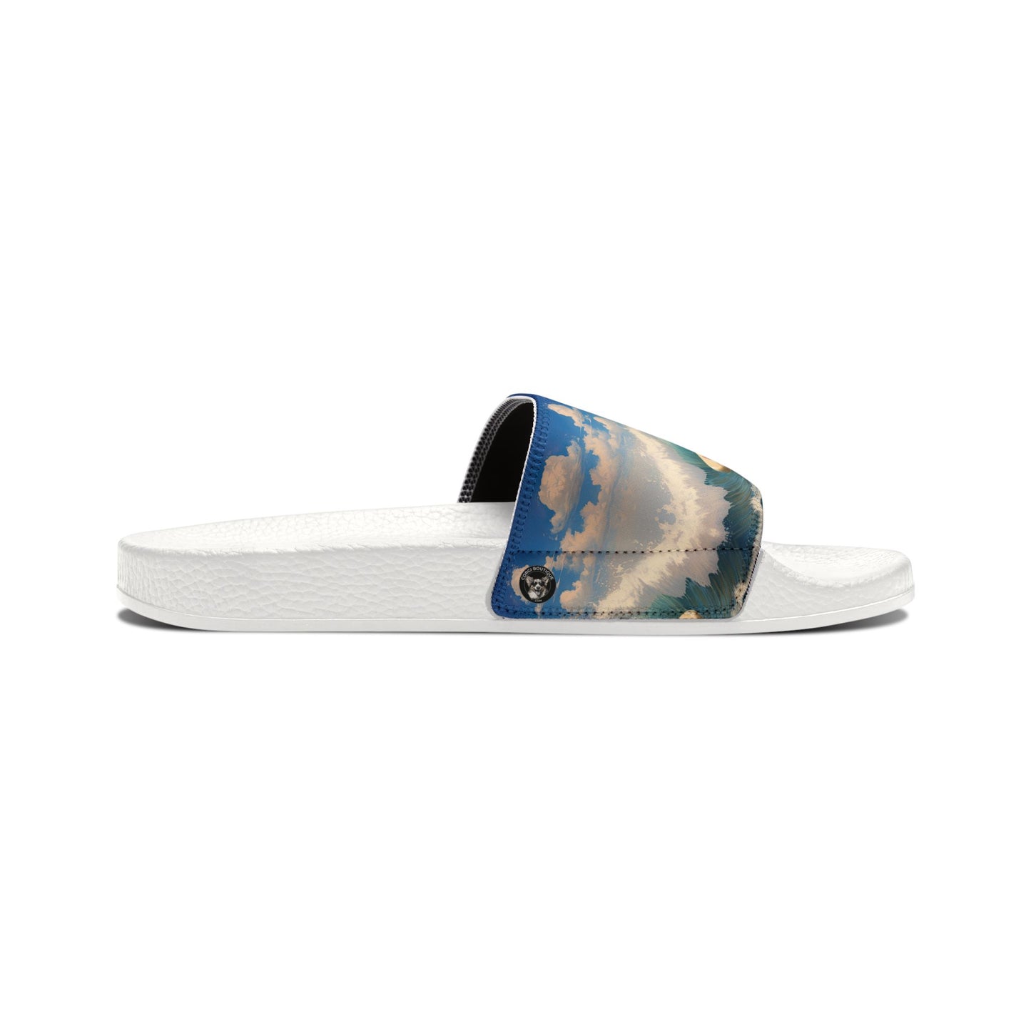 Cowabunga Corgi Big Blue Ocean Wave Men's Slide Sandals - Casual Pool & Beach Slides