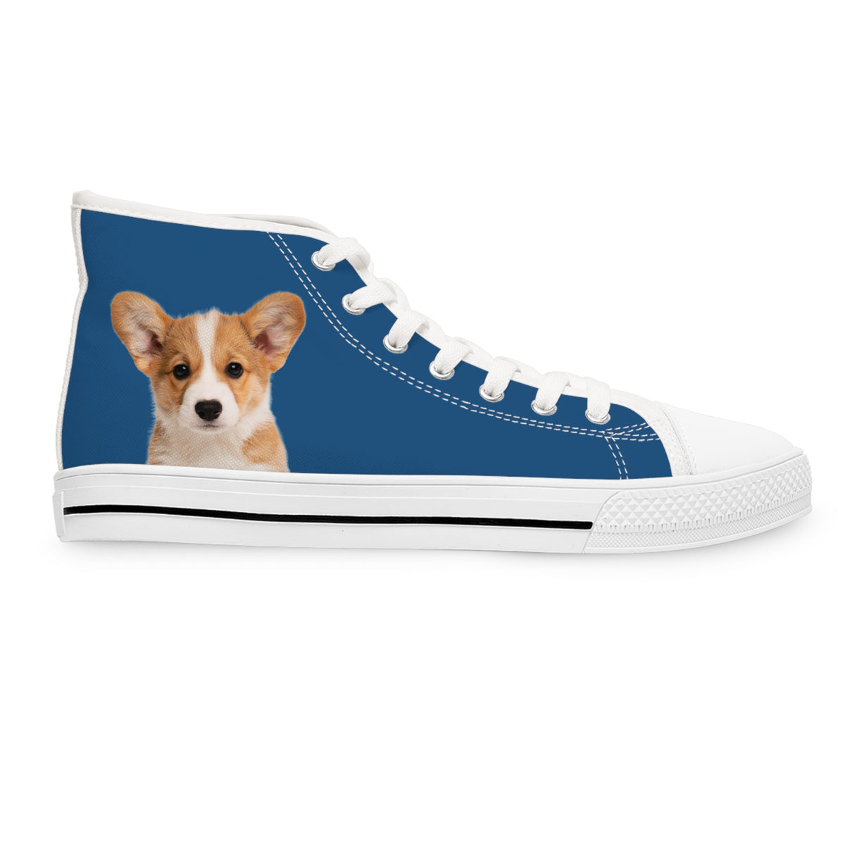 Ethereal Gaze Women's High-Top Sneakers - Corgi Kisser on Daytona Dusk Canvas