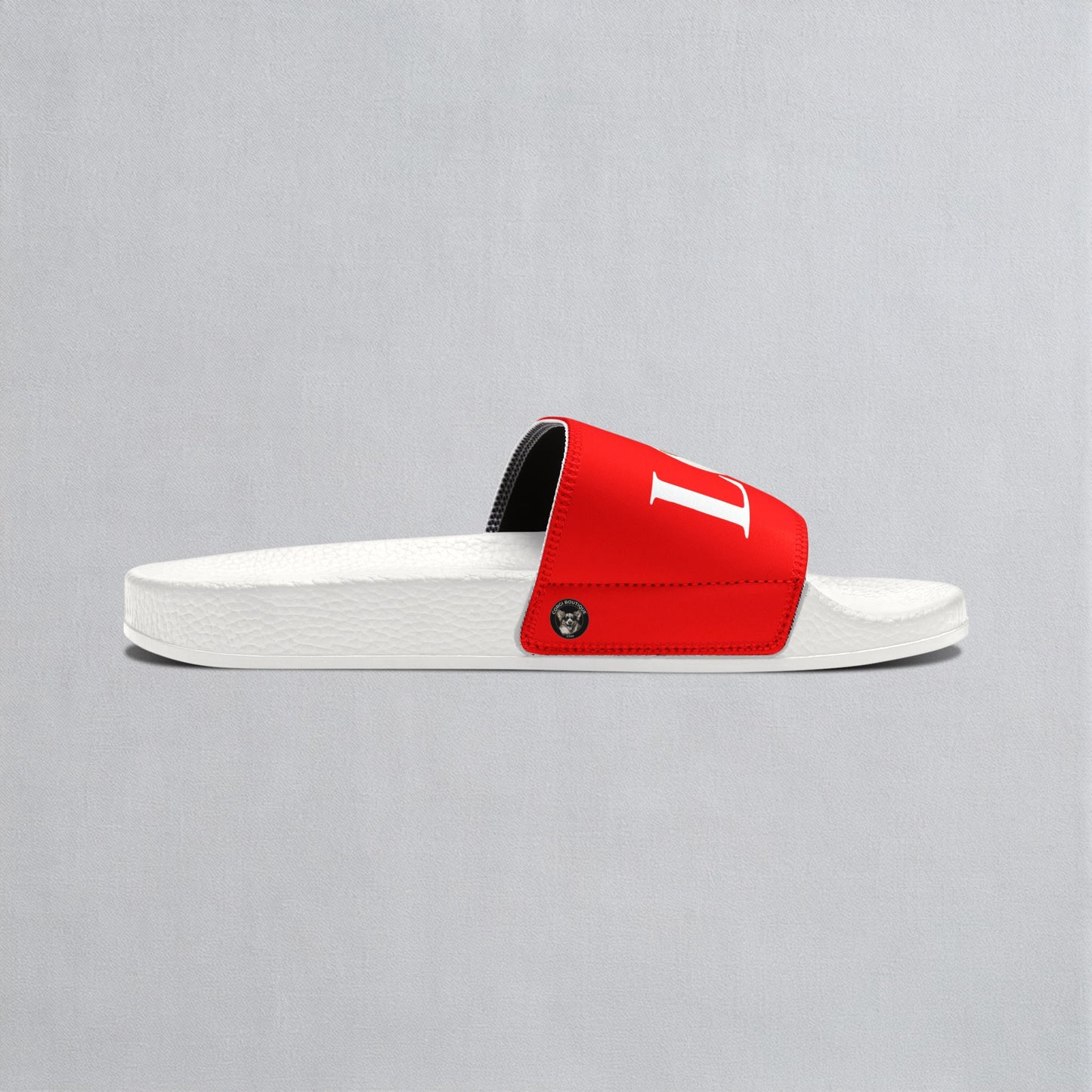 Love More Corgi Men's Red & White Slide Sandals - Casual Pool & Beach Slides