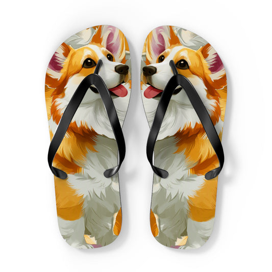 Classic Queen's Corgi Custom Artistic Unisex Flip Flops – Cool Pembroke Welsh Corgi Sandals