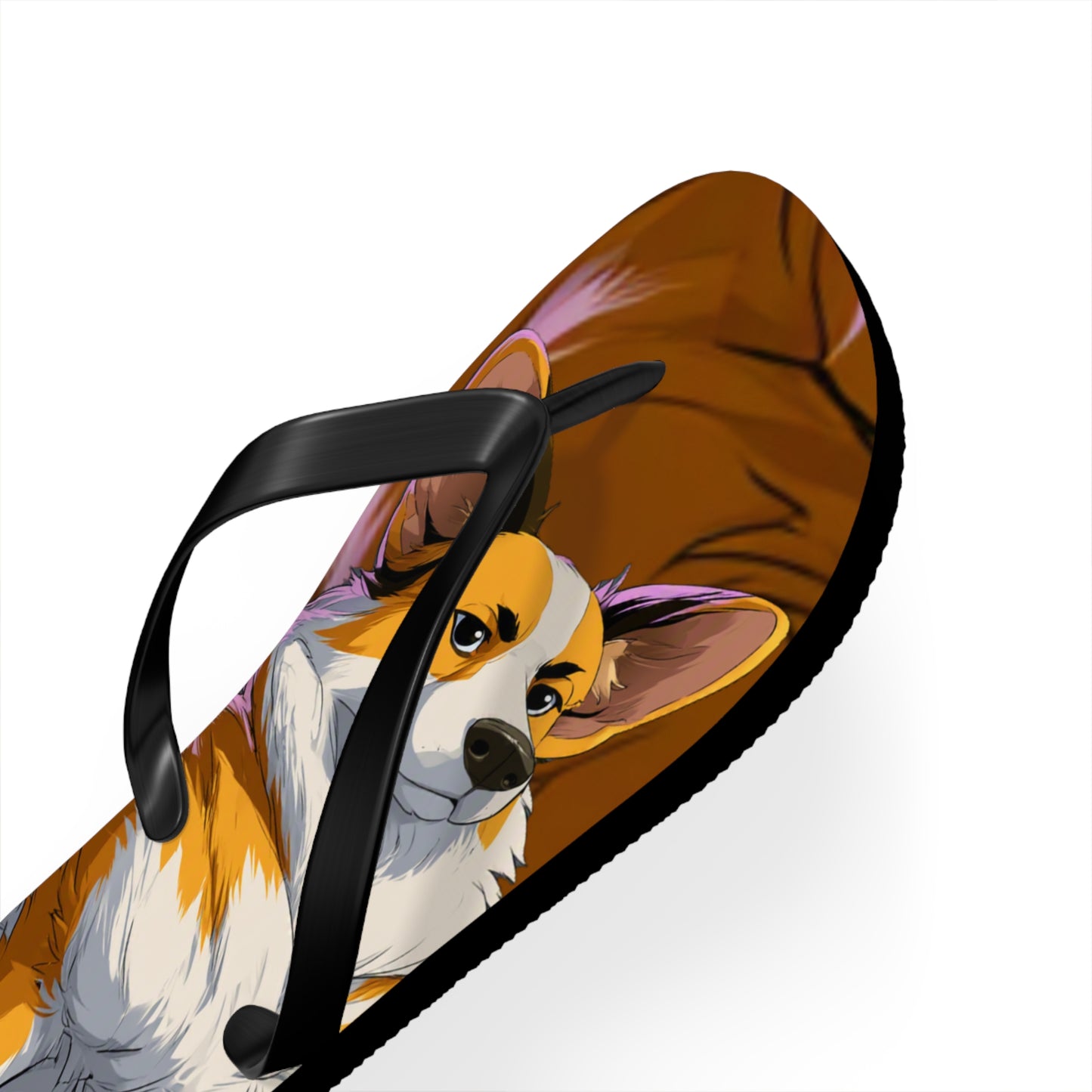 Boss Dog Corgi  Artistic Unisex Flip Flops — Cool Corgi Sandals for the Dog Beach or Anywhere