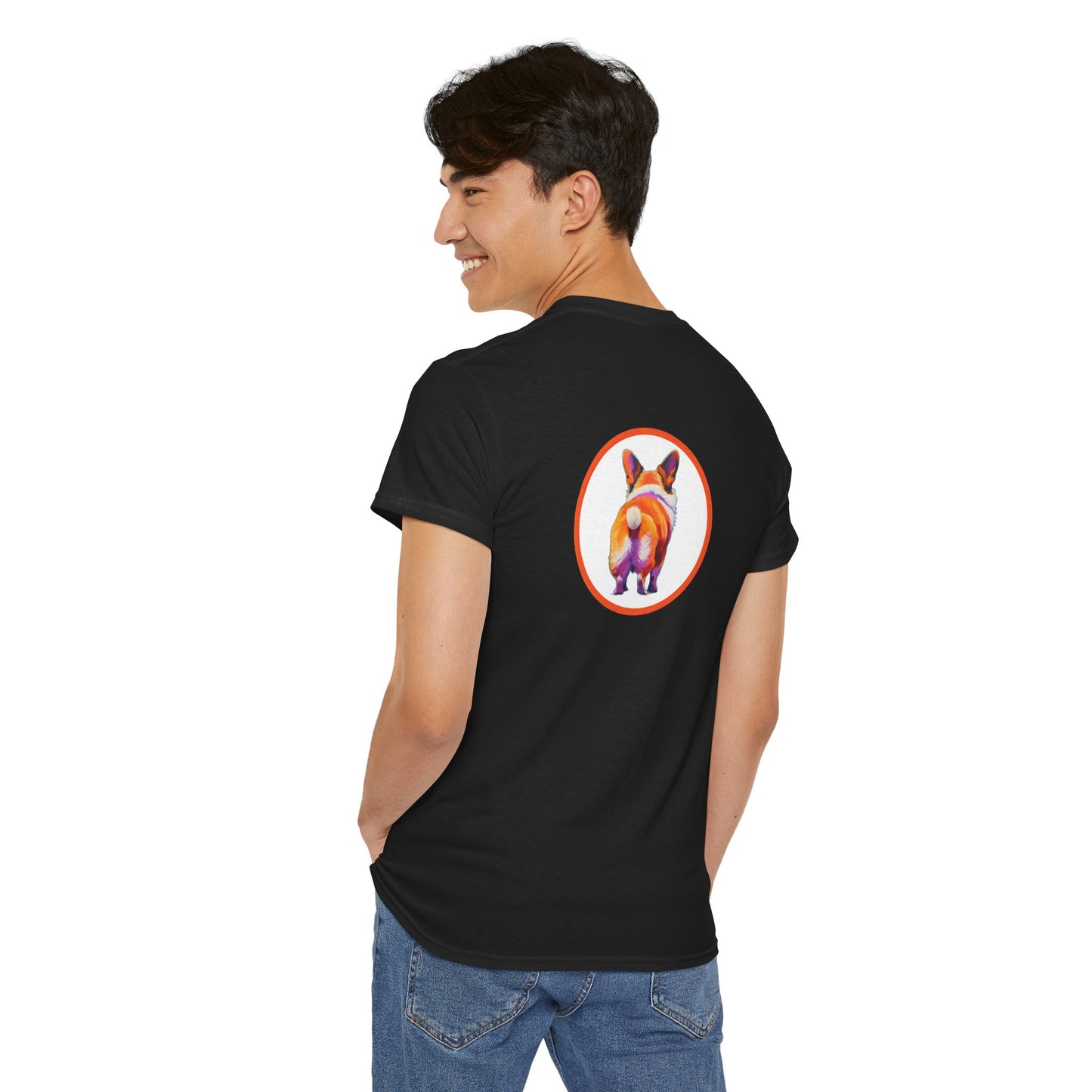 Corgi Butt Graphic Tee — Colorful Retro Style Humorous Corgi Wiggle T‑Shirt