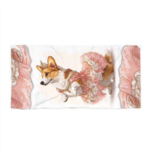 Serviette de plage Princesse Corgi
