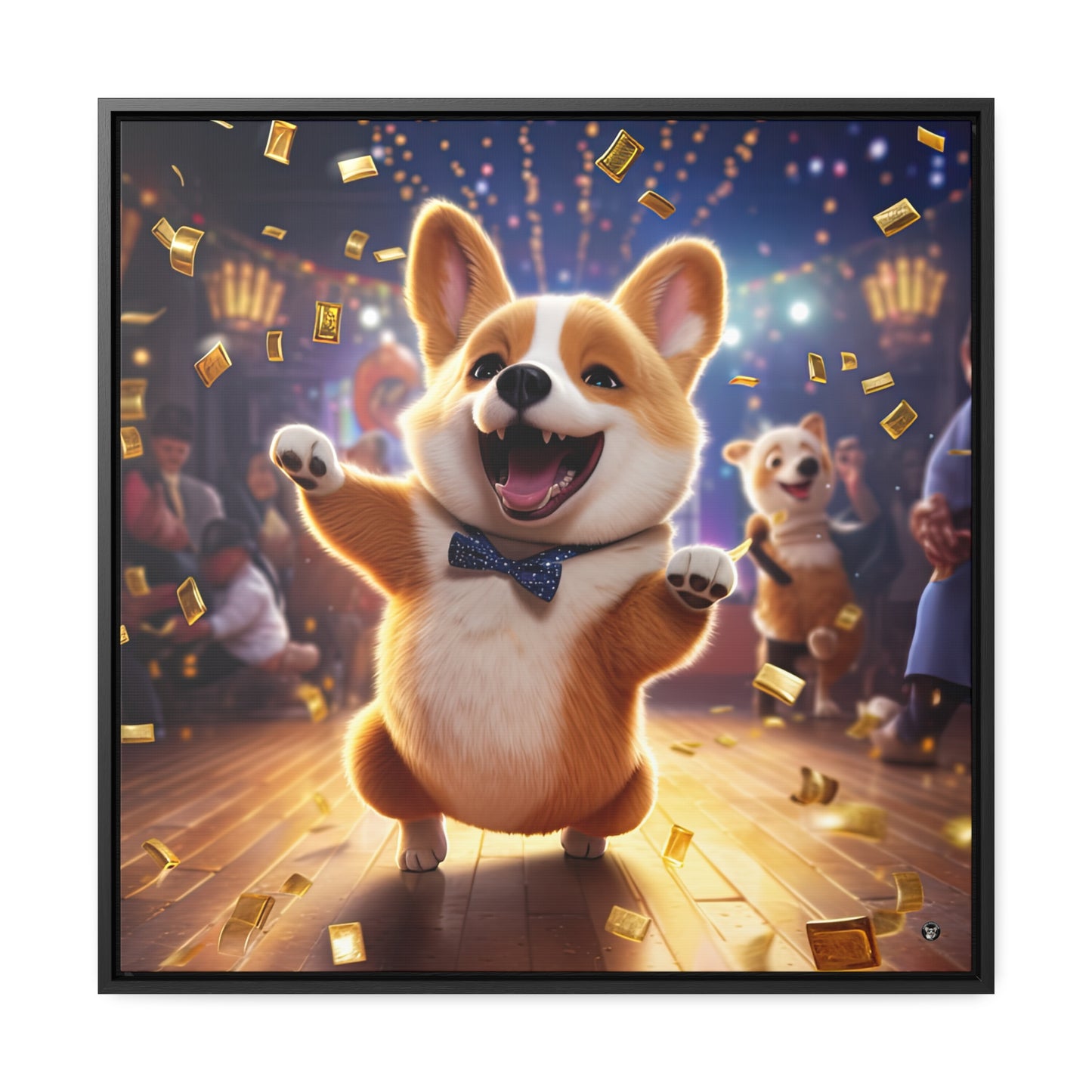 Boogaloo Corgi - Framed on Canvas