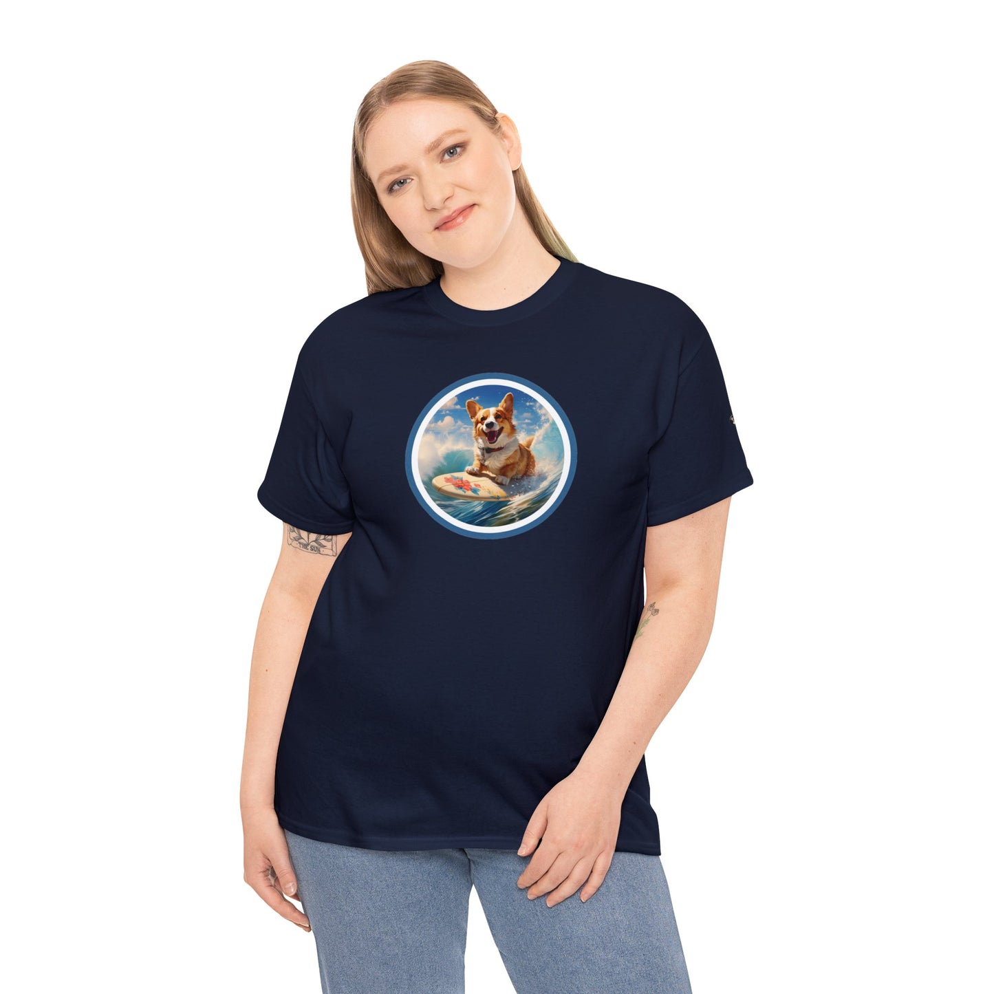 Cowabunga Corgi - Unisex Heavy Cotton Tee