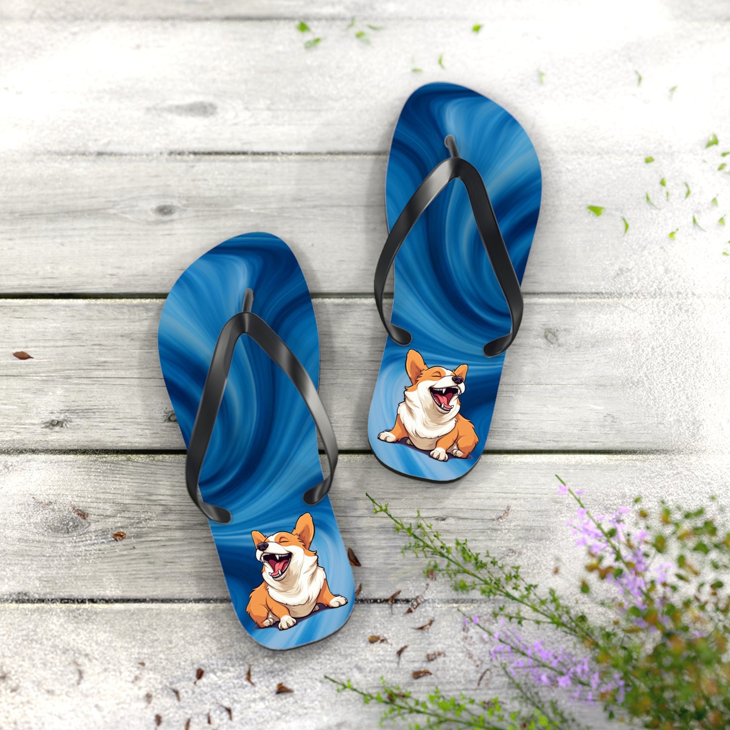 Comical Corgi Flip-Flops