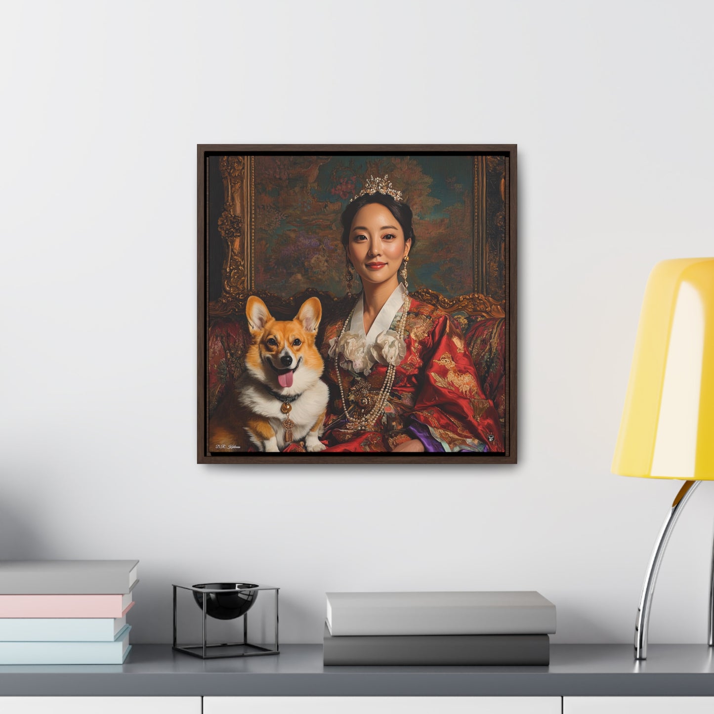 Korean Corgi Queen - Framed on Canvas