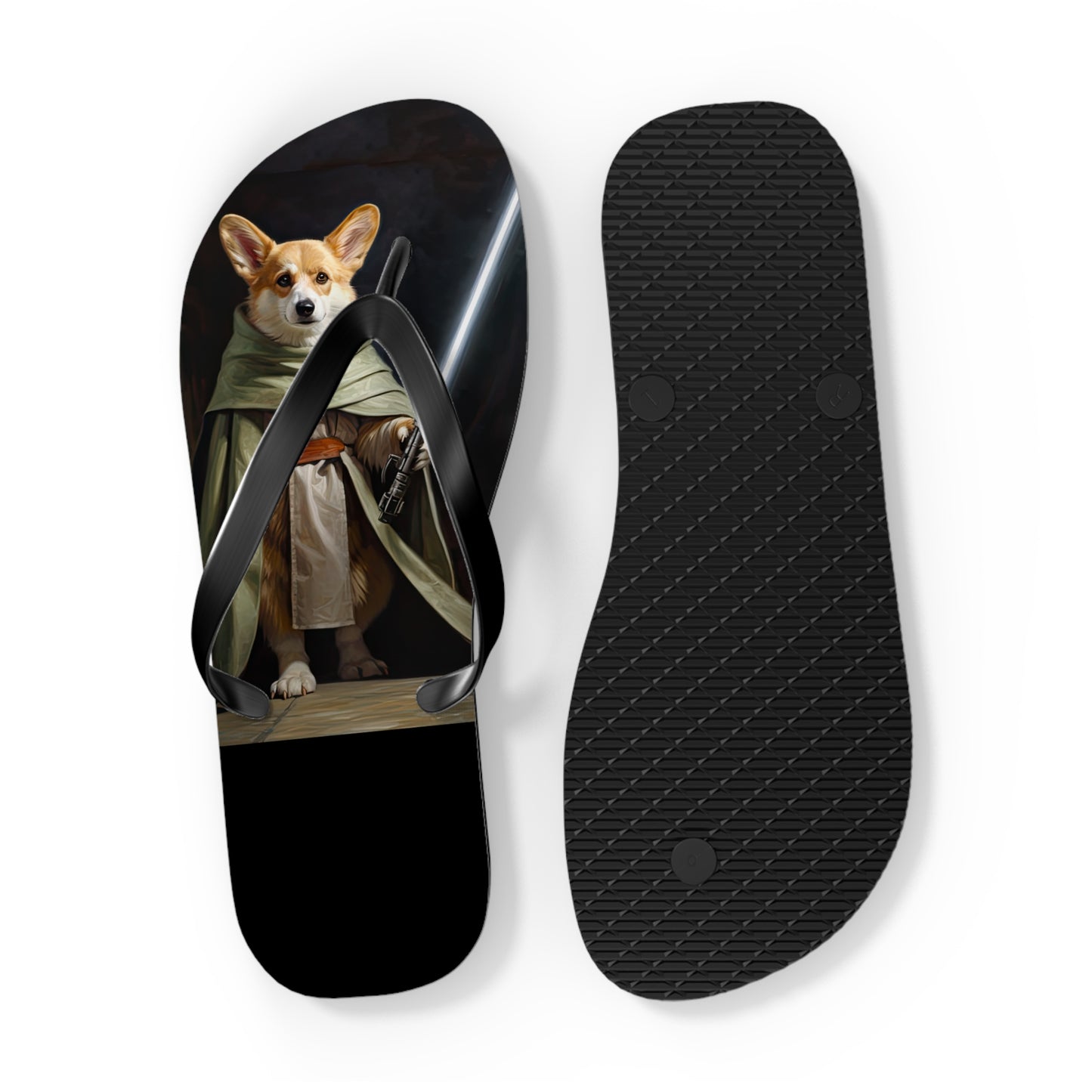 Jedi Corgi Flip-Flops