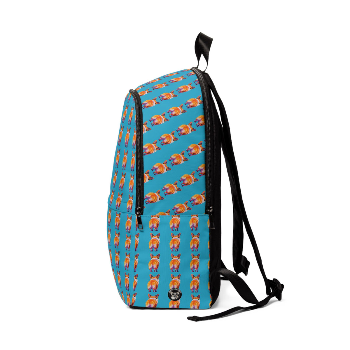 Corgi Butt Stripes Artistic Portrait Backpack — Fun & Funny Blue Corgi Rucksack