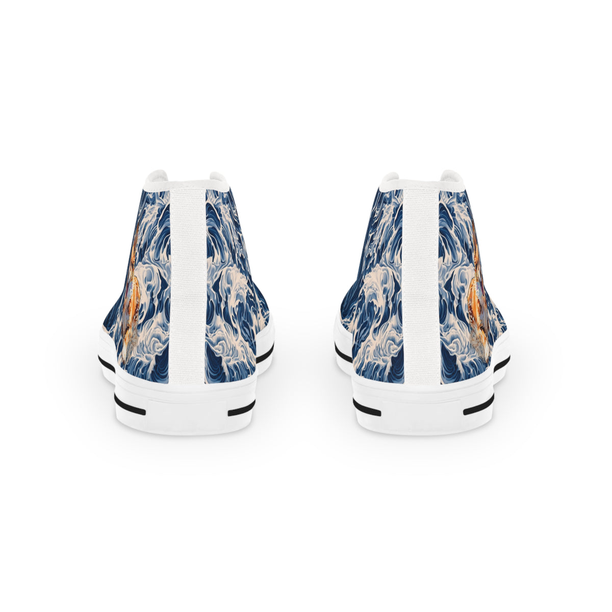 Coastal Corgi Big Blue Ocean Wave Men's High Top Casual Canvas Sneakers