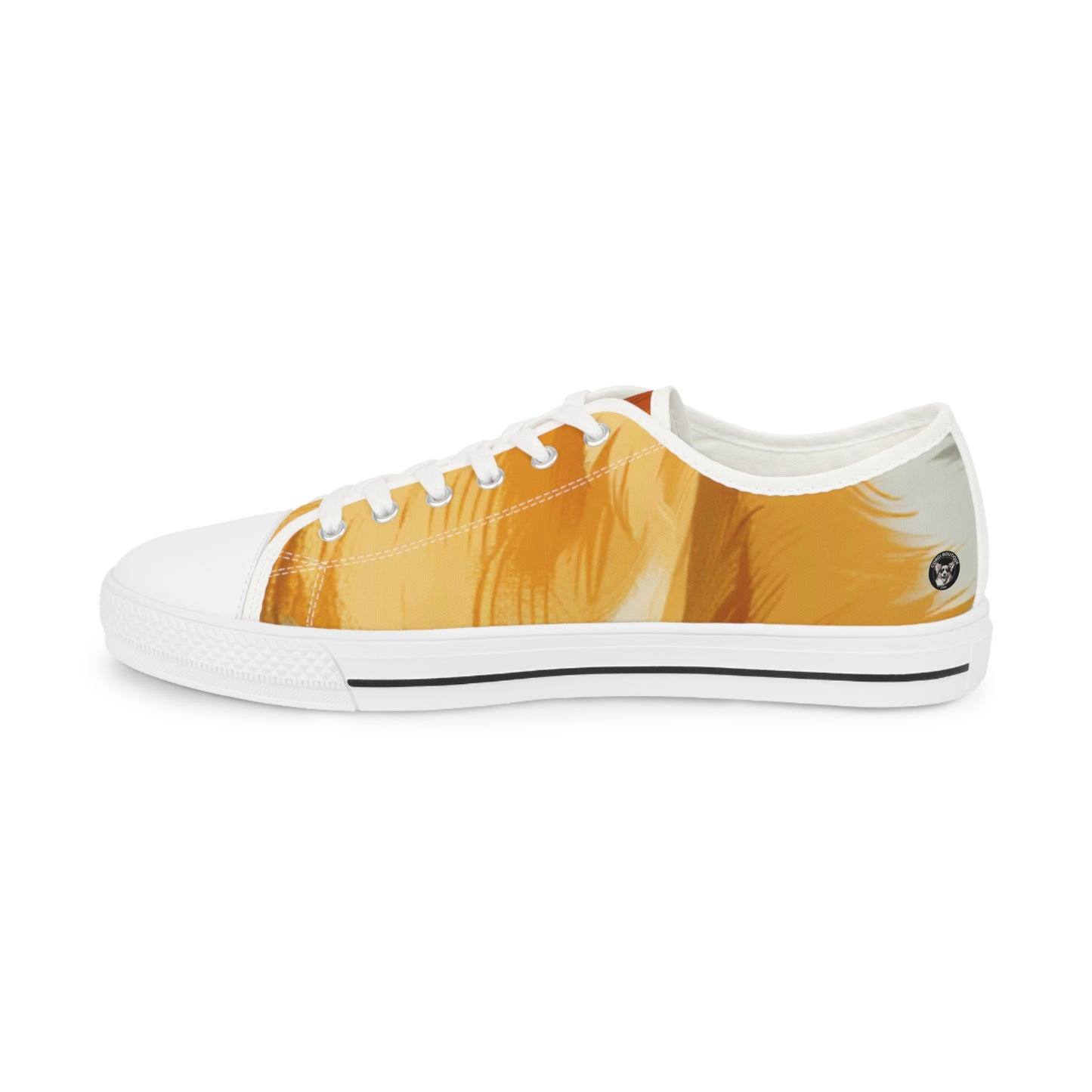 Hello Corgi Portrait Men’s Golden Fur Casual Canvas Low Top Sneakers