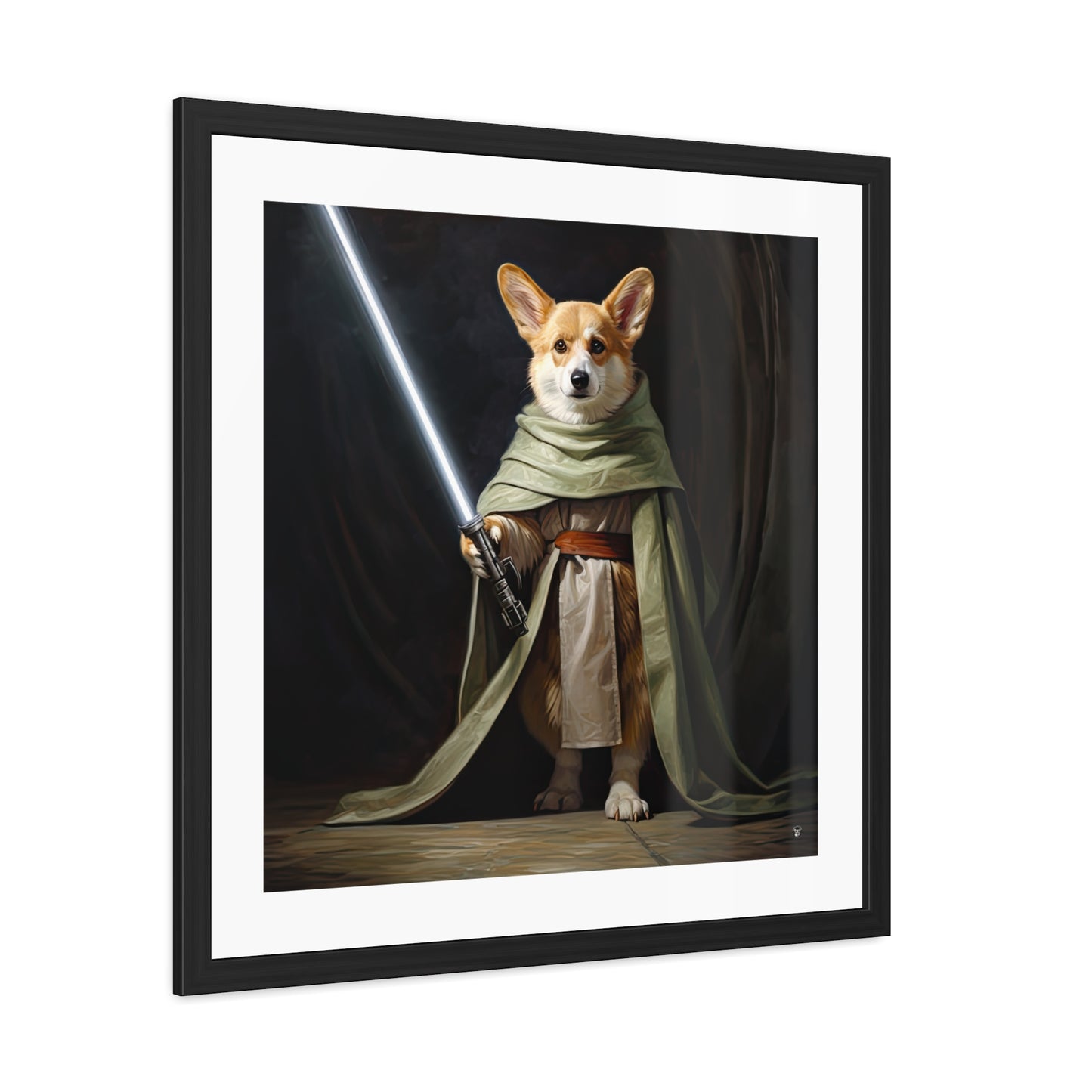 Impression Encadrée Corgi Jedi