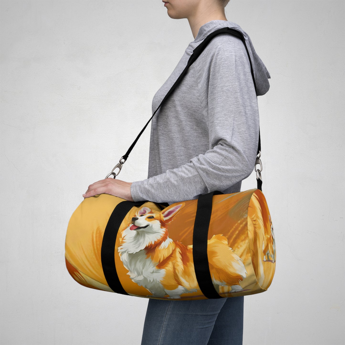 Classic Queen's Corgi Painting Duffel Bag - Fun Artistic Corgi Travel Gym Bag