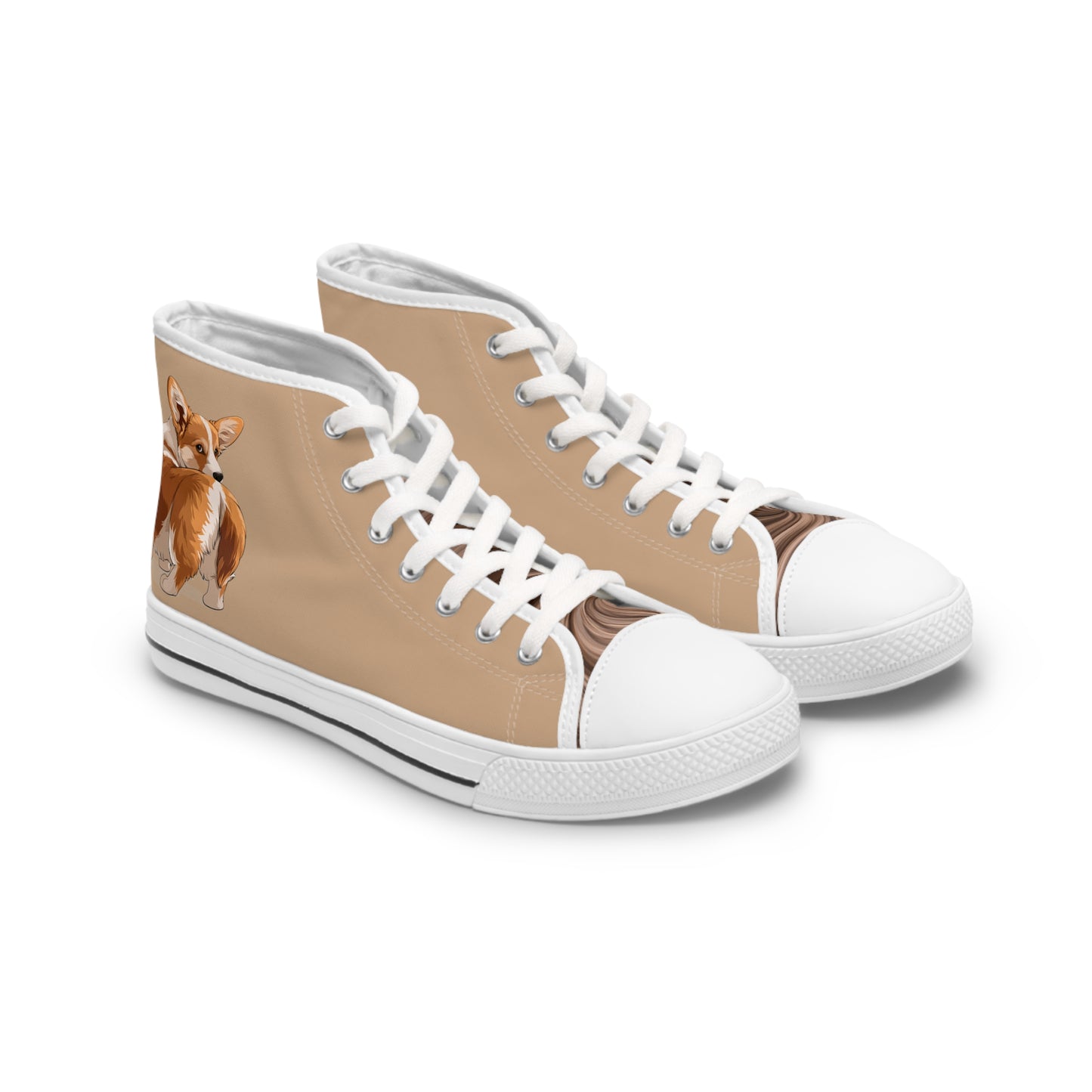 Butt What? Talk To The Butt Contemptuous Corgi Women's High Top Casual Tan Canvas Sneakers