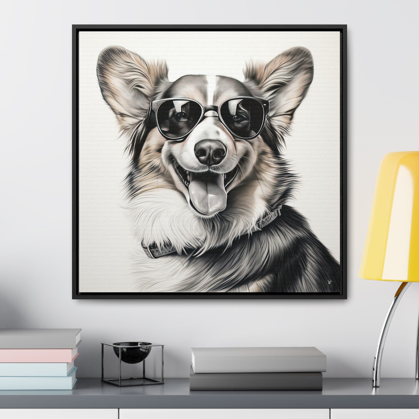 Corgi Cool - Framed on Canvas