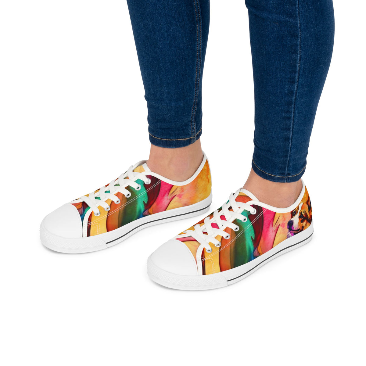 Motley Corgi Women's Low Top Casual Watercolor Canvas Sneakers
