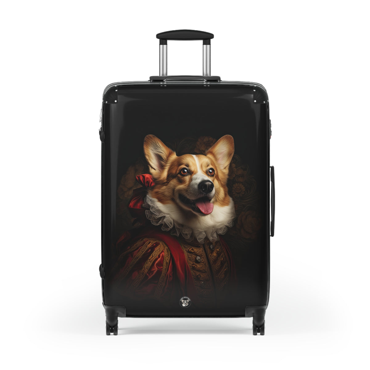 Renaissance Corgi In A Ruff Regal Portrait Travel Suitcases — Noble Corgi Rolling Luggage