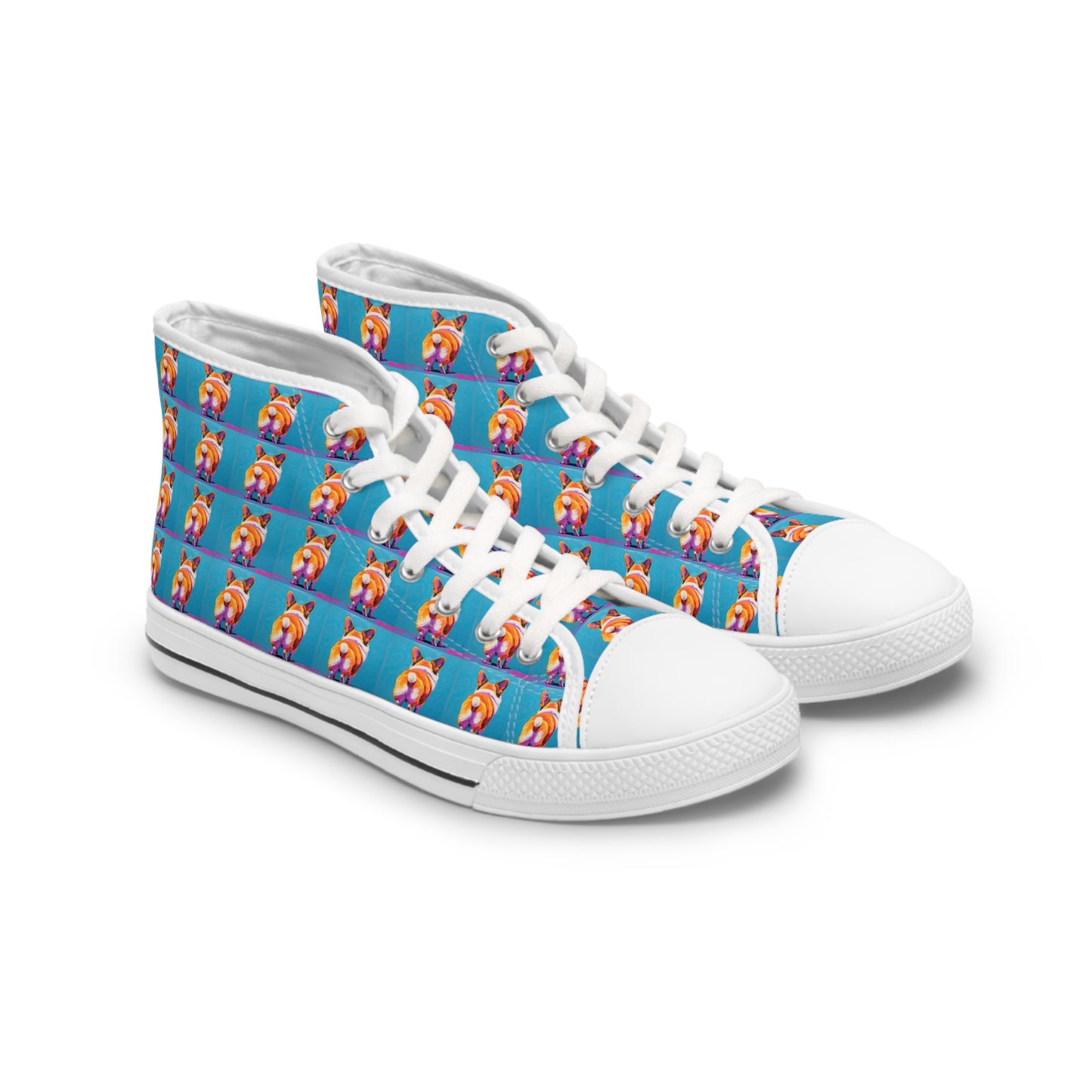 Corgi Butt Mosaic Pattern Women's High Top Casual Canvas Sneakers