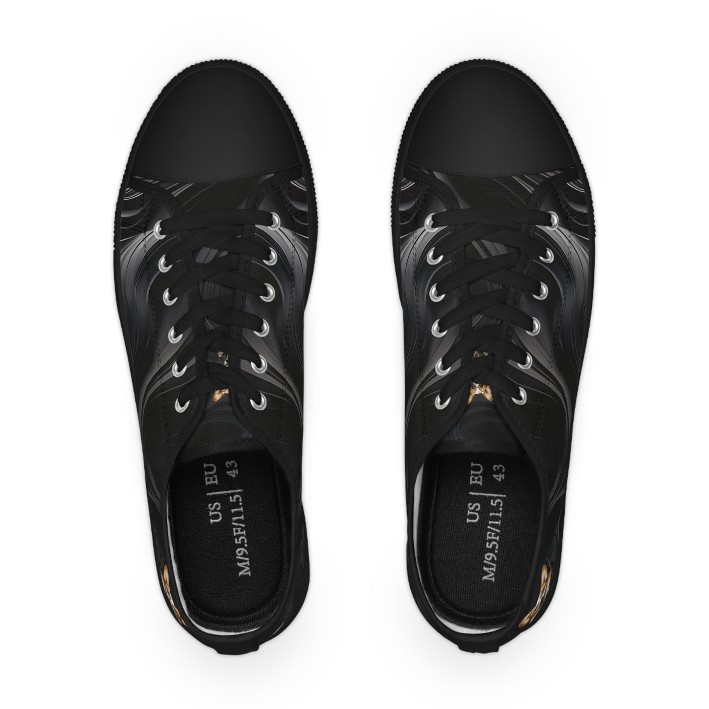 Corgi Potter Magic Wand Men's Low Top Casual Black Swirl Canvas Sneakers