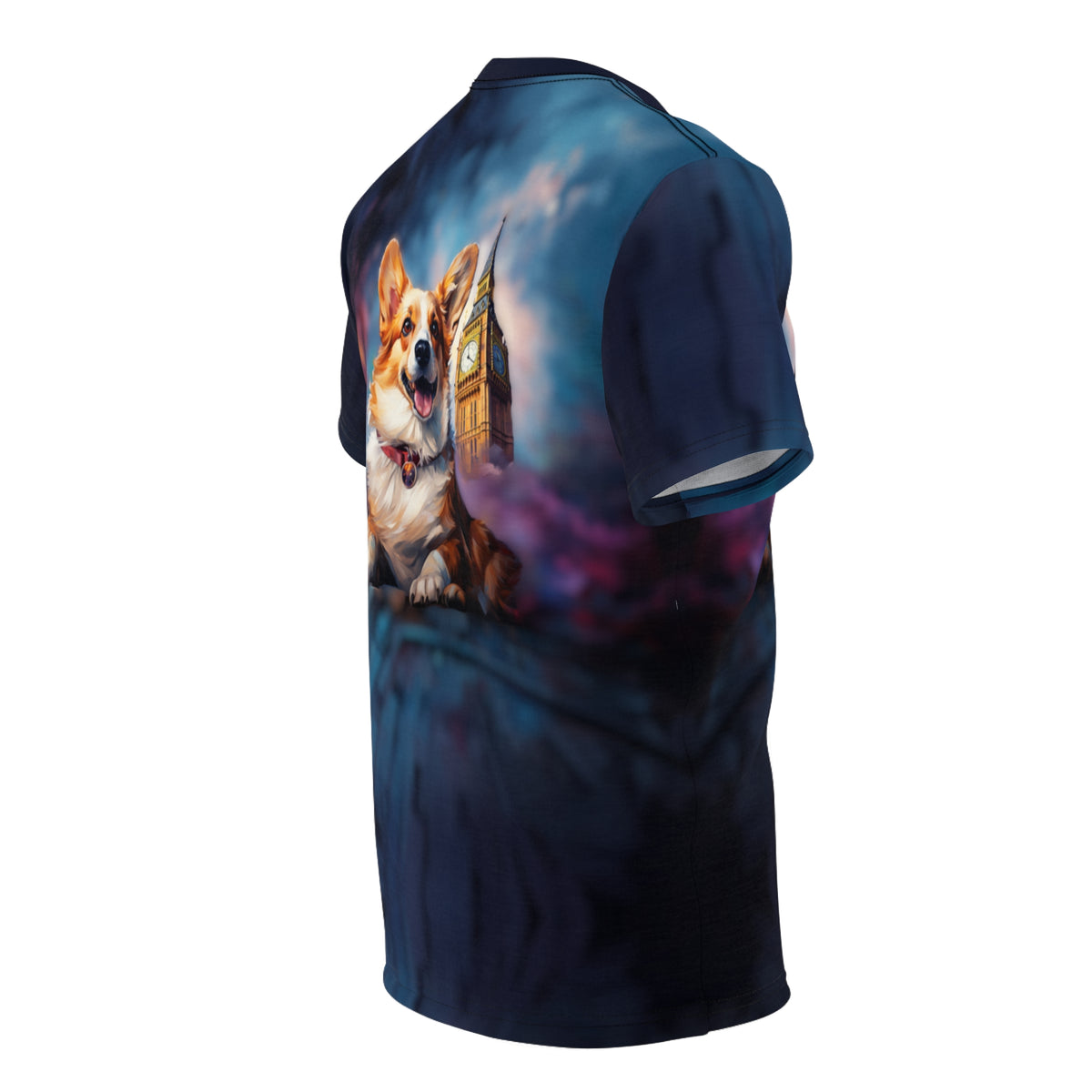 Corgi & Ben in London Unisex Bold Tee - British Corgi on Monarch Navy