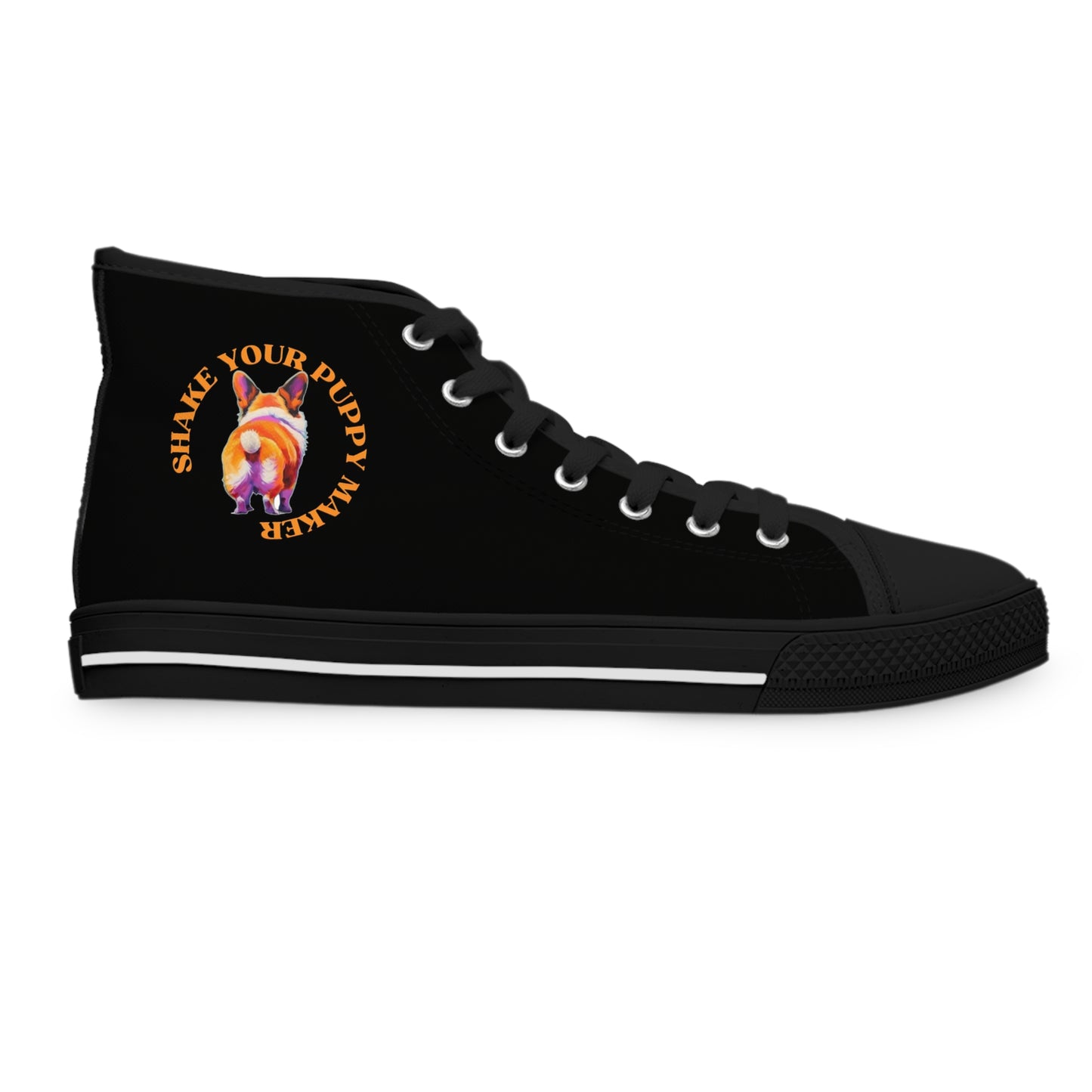 Shake Your Puppy Maker Women's High Top Casual Black Canvas Sneakers