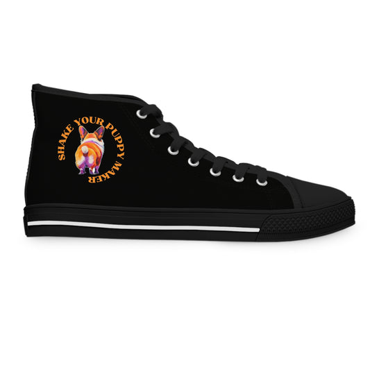 Shake Your Puppy Maker Women's High Top Casual Black Canvas Sneakers