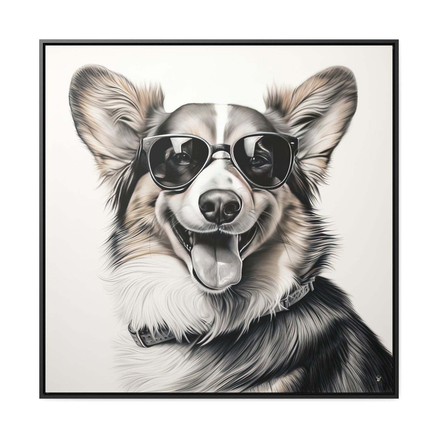Corgi Cool - Framed on Canvas