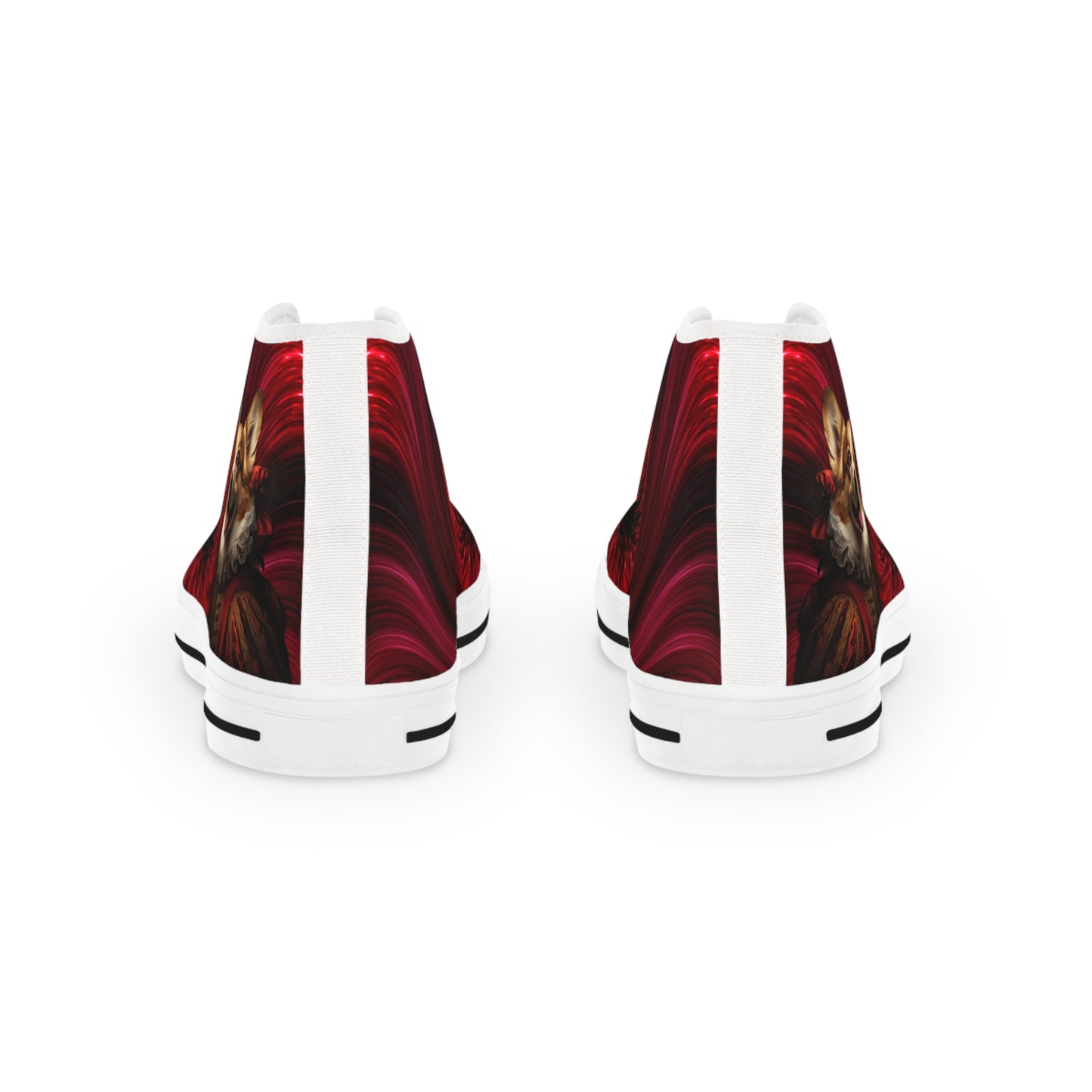Renaissance Corgi in a Ruff - Artistic Gothic Men's High Top Casual Canvas Sneakers with a Red Swirl