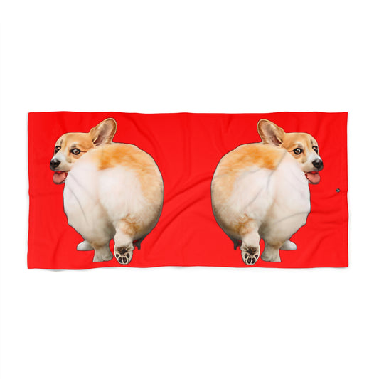Baby Got Back - Corgi Butt Strut Beach Towel - Red Pool Wrap
