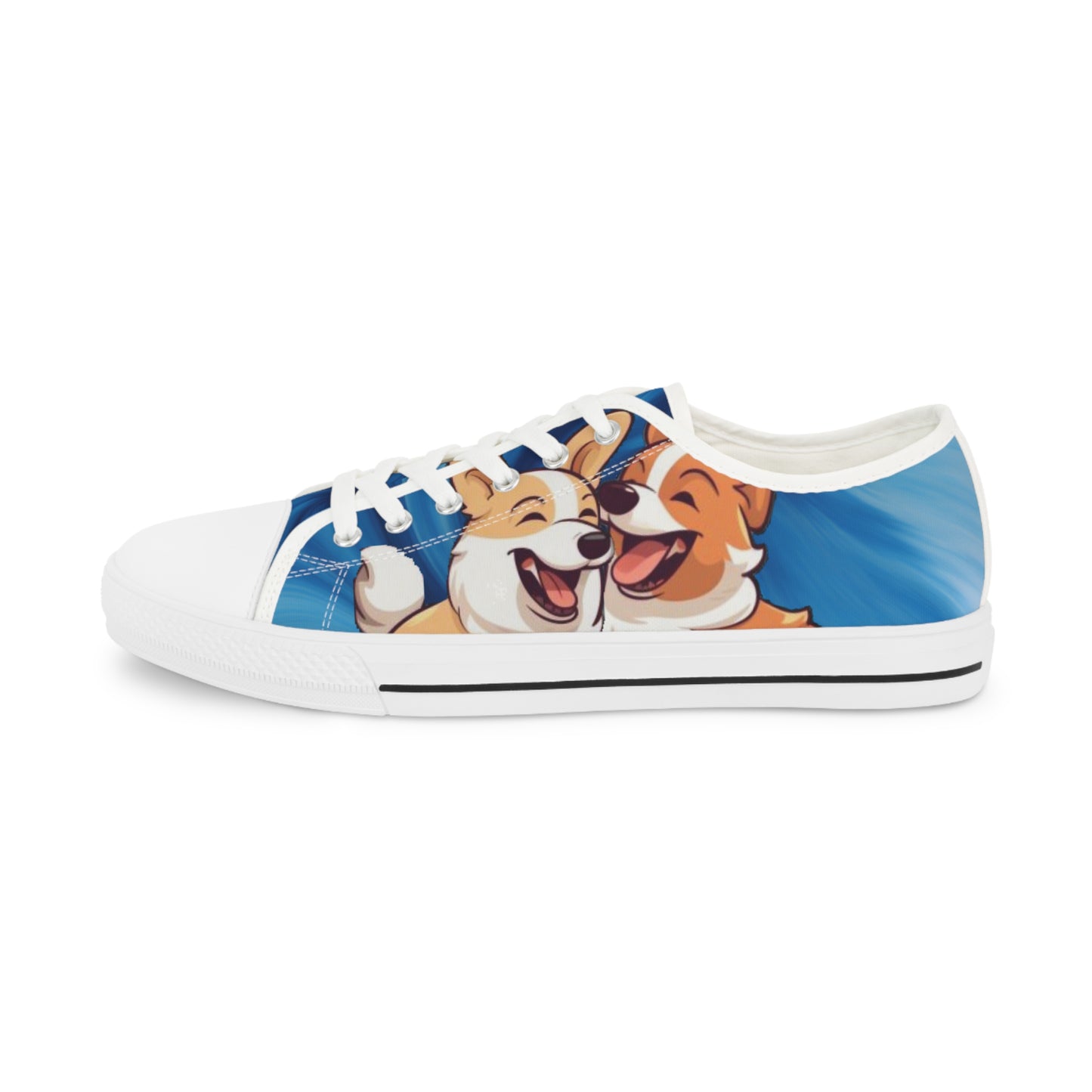 Best Mates Men's Corgi Cartoon Casual Canvas Carolina Blue Low Top Sneakers