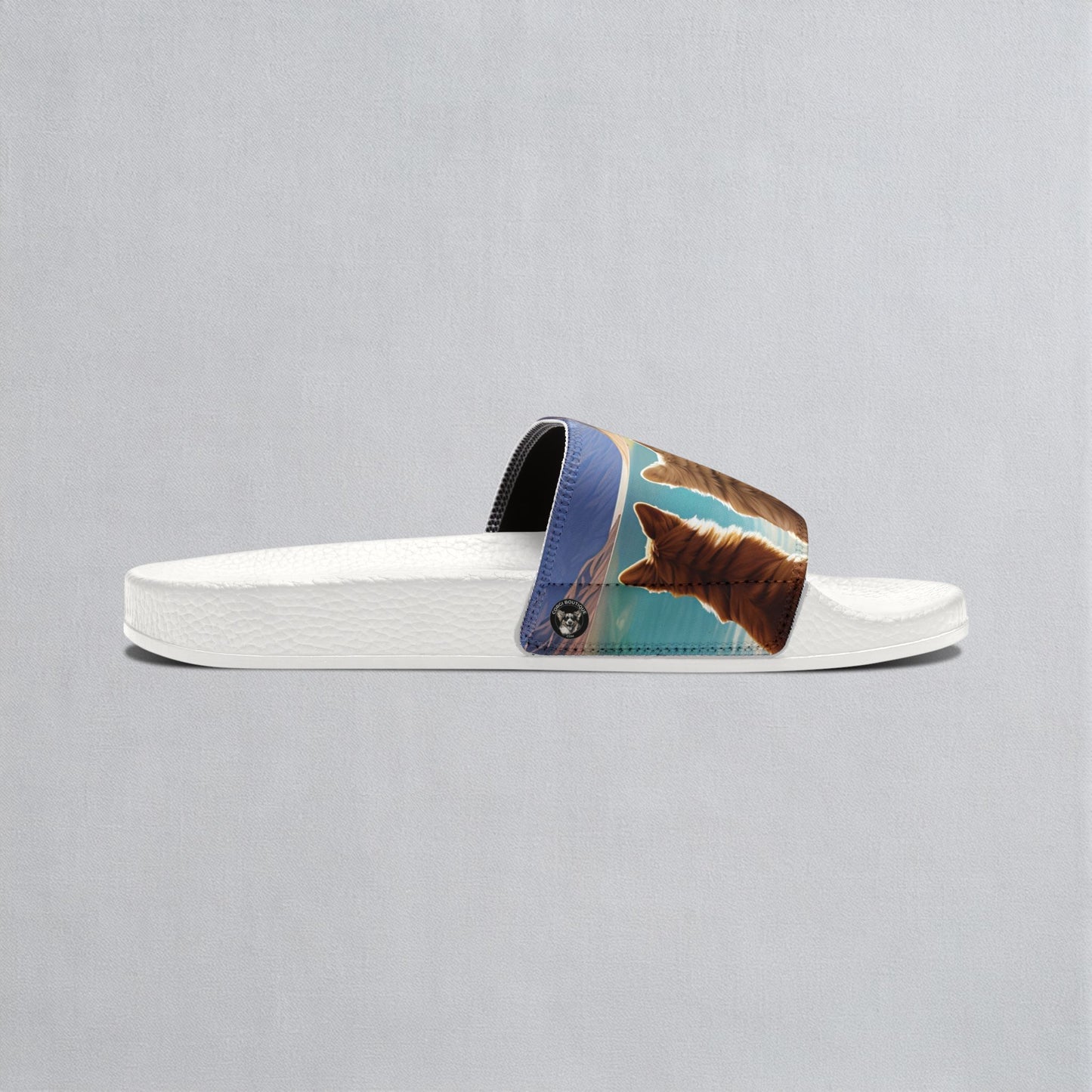 Corgi Lake Tranquil Portrait Women's Idyllic Slide Sandals - Casual Pool & Beach Slides