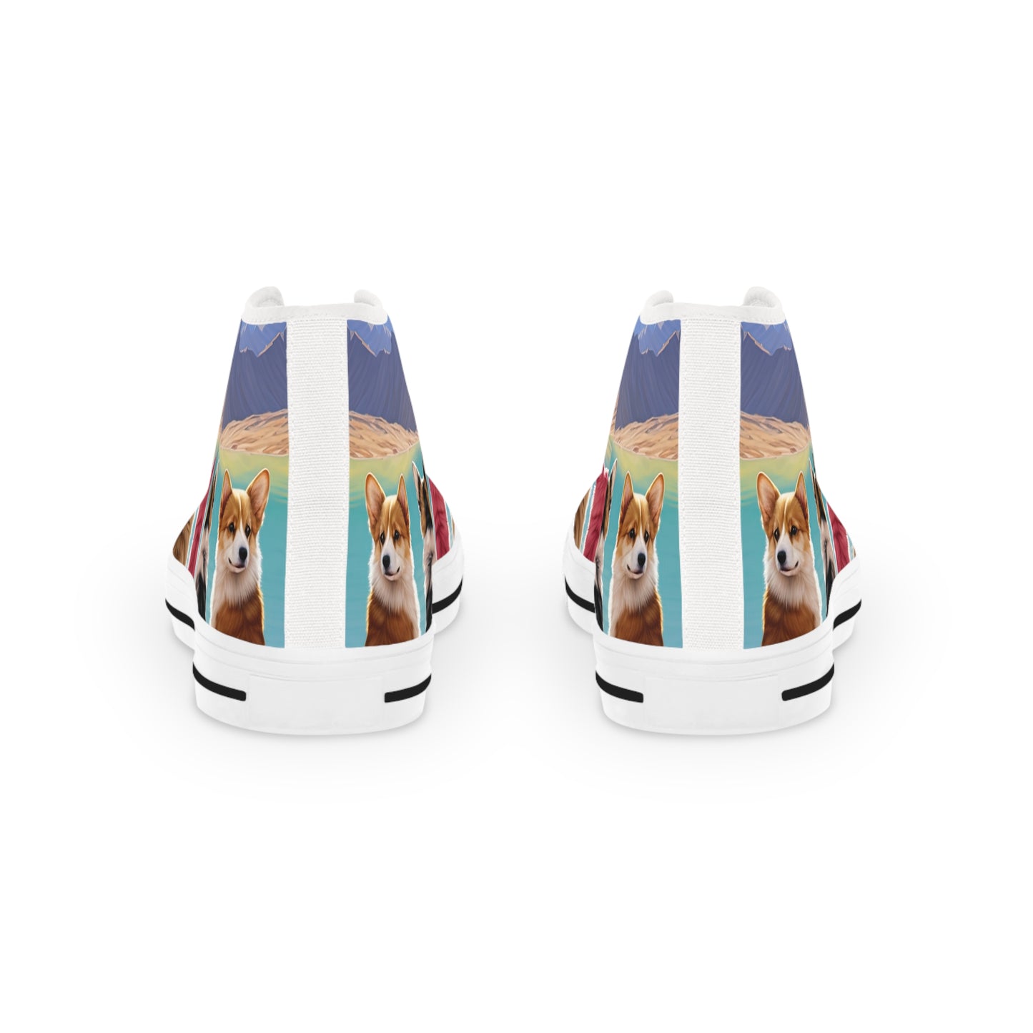 Corgi Lake Tranquil Portrait Men's High Top Casual Canvas Sneakers