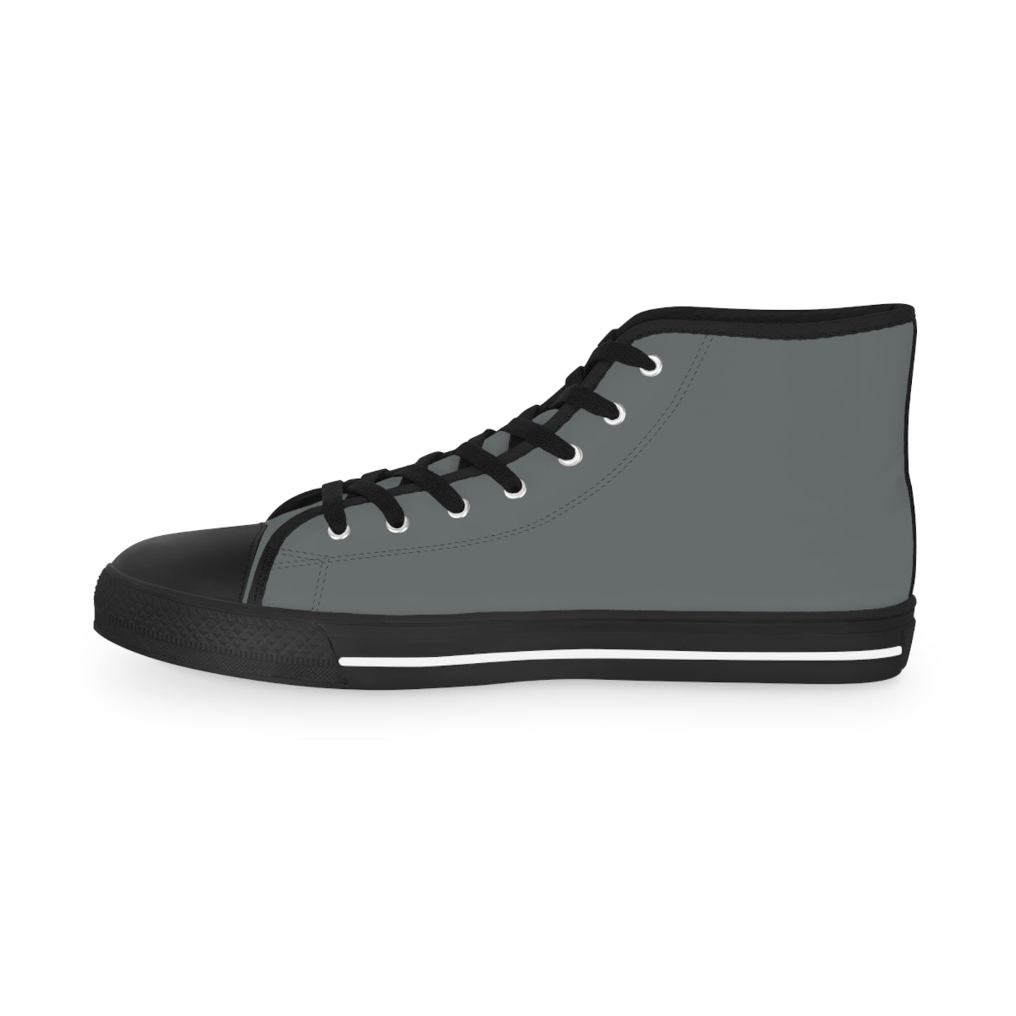 Leader of the Pack Men's High Top Casual Dark Gray Canvas Sneakers with a Leather-Clad Corgi