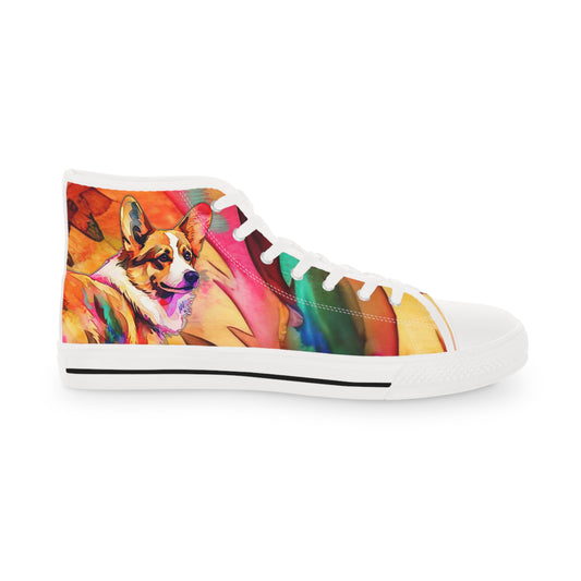 Corgi Pop Art Paint Splash Men's High Top Casual Colorful Canvas Sneakers