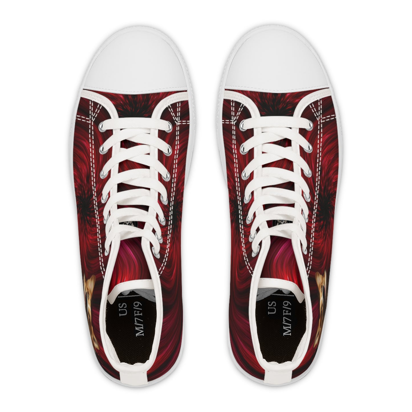 Renaissance Corgi in a Ruff - Artistic Gothic Red Cloak Women's High Top Casual Canvas Sneakers with a Swirl