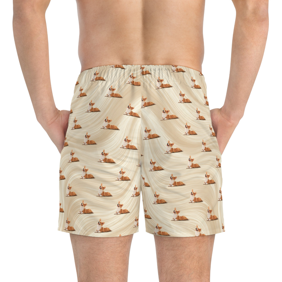 Giddy Sploot Swim Trunks - Rich Creamy Champagne Corgi Swimsuit