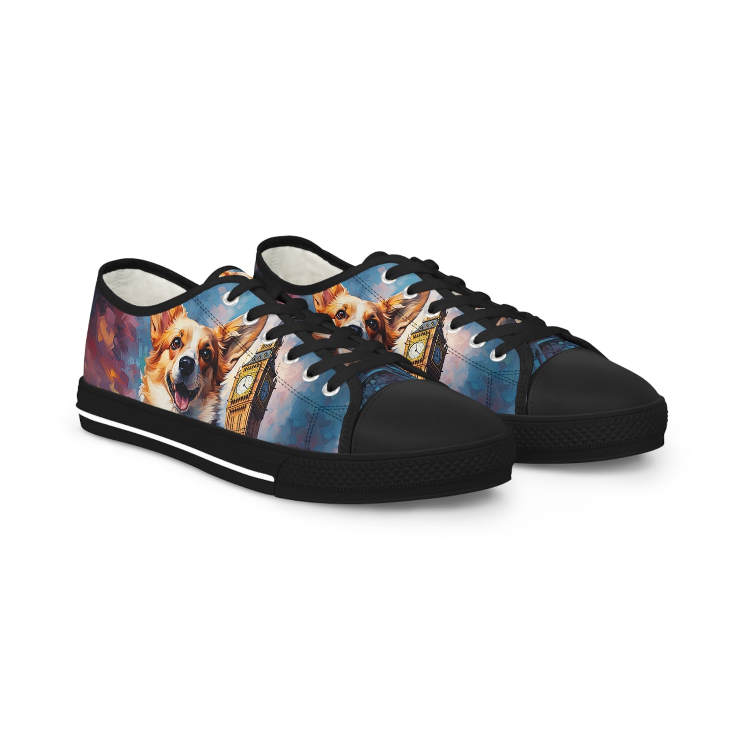 Corgi & Ben London Themed Men's Low-Top Casual Canvas Sneakers