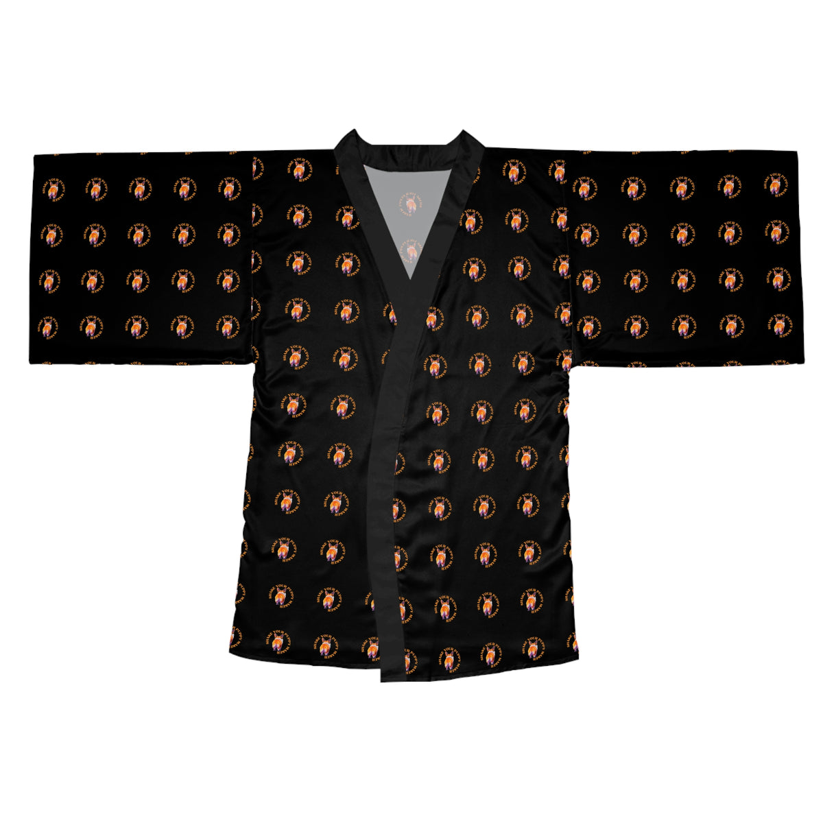 Shake Your Puppy Maker Kimono Robe - Funny Black Silky Wrap
