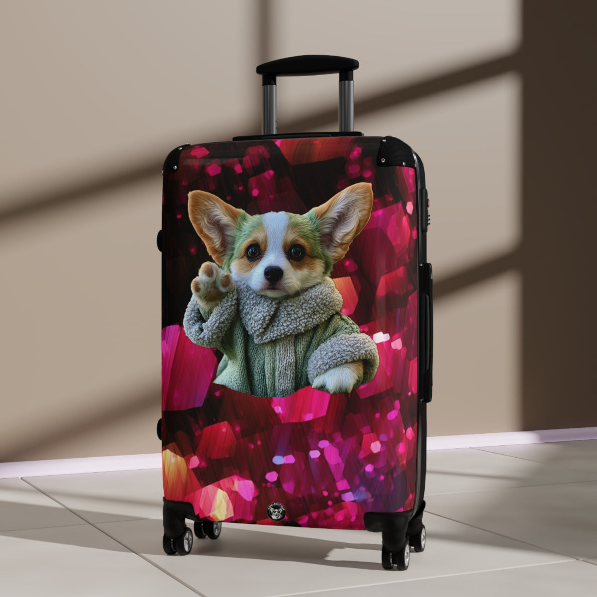 Baby Corgi Space Glitter Puppy Suitcases – May the Corgi & This Star Warrior Luggage Be With You