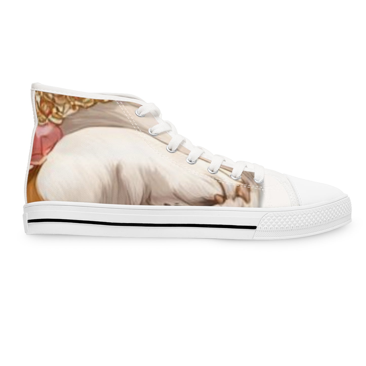 Soft Beg & Blush Corgi Paws High Top Casual Canvas Sneakers for Women