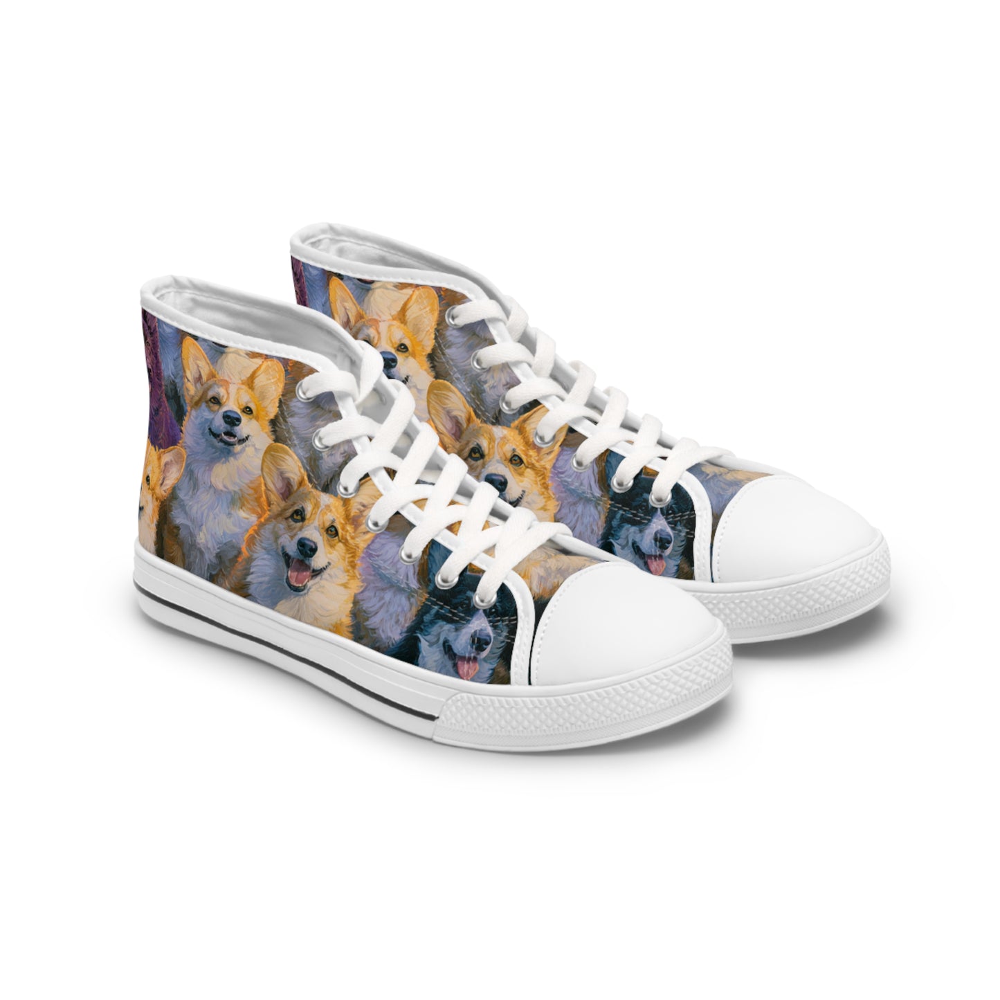 Pearly Gates the Corgis Await Women's High Top Casual Canvas Sneakers