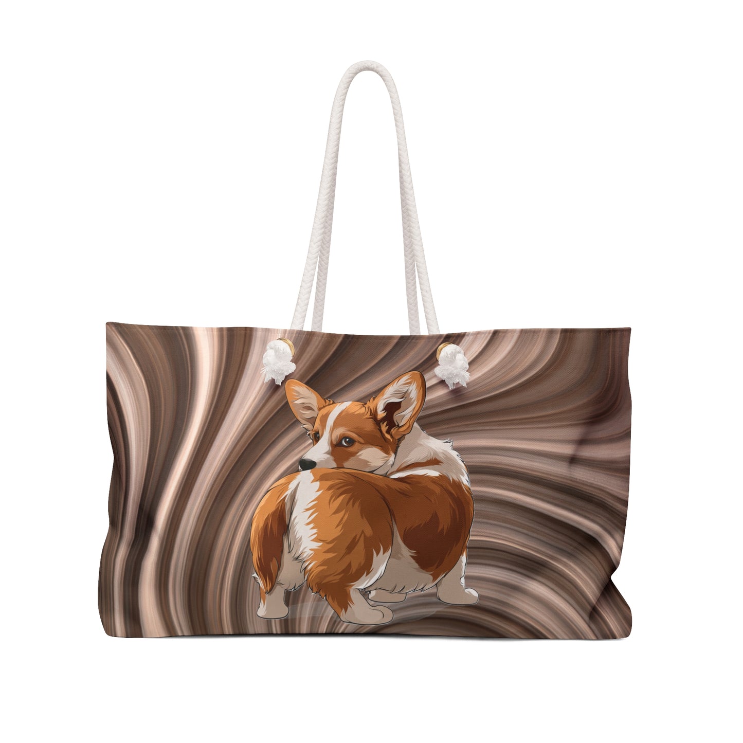 Butt What? Talk To The Butt Contemptuous Corgi Weekender Beach Bag – Cute Corgi Brown & Beige Travel Tote