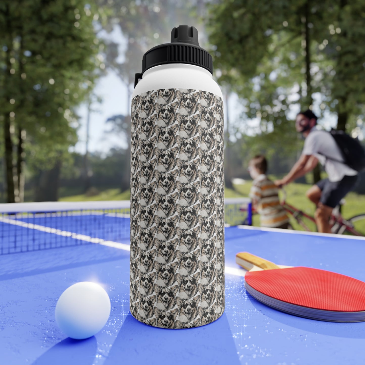 Corgi Cool Mosaic - Water Bottle with Sport Lid