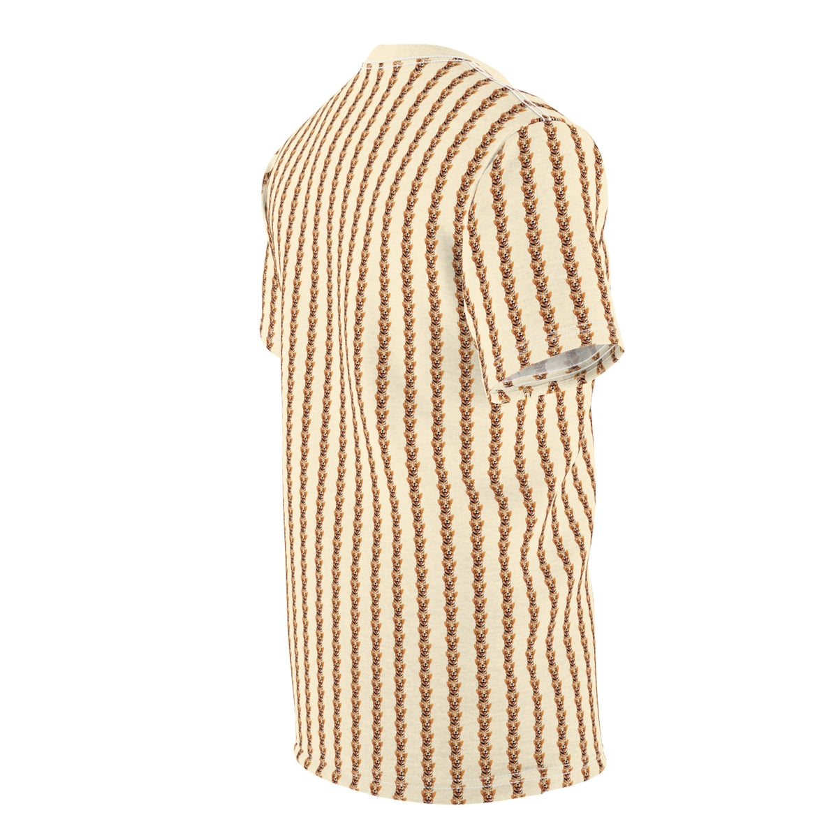 Hugs & Heartstrings Pinstripes Unisex Bold Designer Tee - Puppy Love Repeater on Vanilla Cream