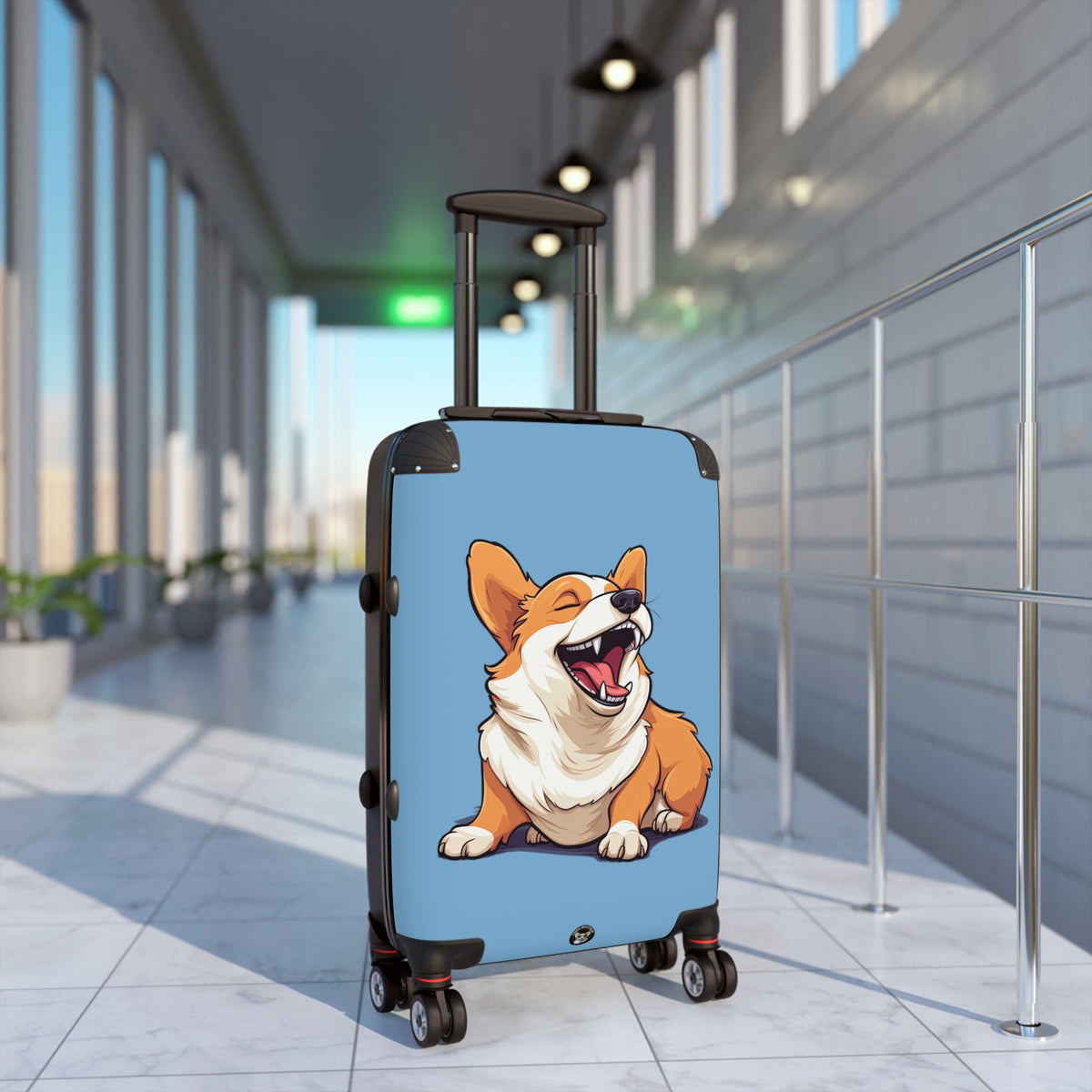 Comical Corgi All Smiles Suitcases - Fun & Funny Blue Luggage