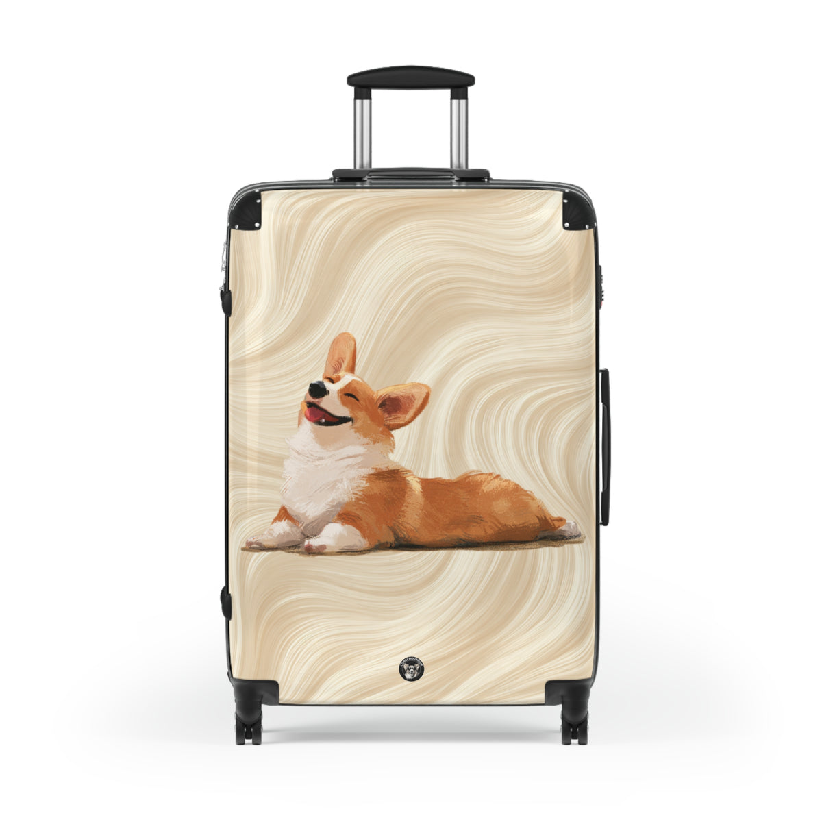 Giddy Sploot Suitcases — Creamy Champagne Corgi Rolling Luggage