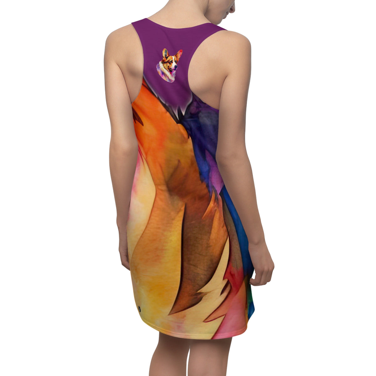 Motley Corgi Racerback Sundress - Beautiful Purple-Blue-Orange-Yellow Watercolor Flowing Dress