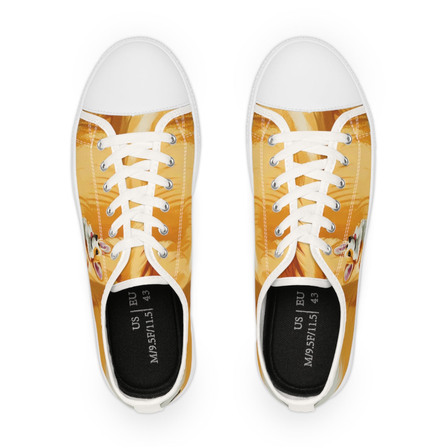 Hello Corgi Portrait Men’s Golden Fur Casual Canvas Low Top Sneakers